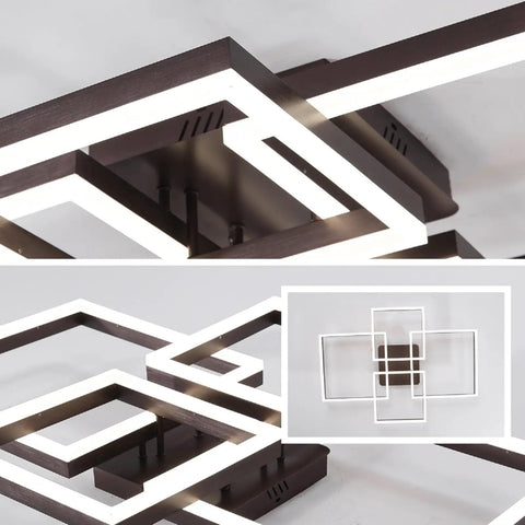 Modern Dimmable LED Flush Mount Ceiling Light 2x2 Square Acrylic Lamps For Living Room Dining Room Bedroom Kitchen 3000K To 6000K Warm To Cool White Finish close-up detail.