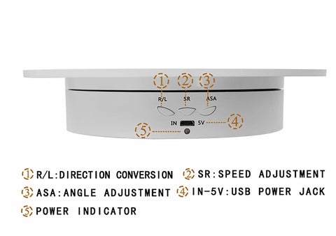 Hassle Free Rotating Display Turntable Stand For Jewelry And Watches 7.87 Inch with control panel on white base.