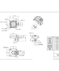 Technical drawing of Rock Solid Hollow Rotary Actuator Featuring A True 360 Degree Swivel Stage And 18 To 1 Gearbox components.