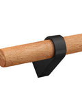 Solid Wood Cabinet Handle Black Drawer Pulls With Single Hole, side view showing wooden rod and black mounting bracket