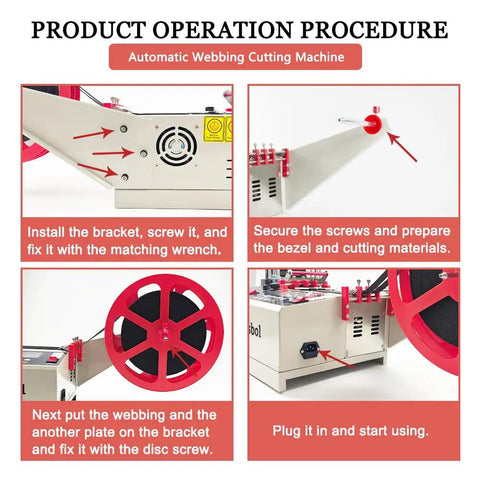 Product operation procedure for Must Have Versatile Webbing Cutting Machine With 5 Inch Lcd Display in detailed steps