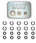 Impact Wrench Pro Grade Gear Kit With ClipKey Installation Tool For One Quarter Inch Three Eighths Inch And One Half Inch Wrenches Includes Ten Snap Rings And Ten O Rings Compatible With Cordless And Air Wrenches From IR CP And Snap On Made In USA with ClipKey plate, snap rings, and O-rings visible