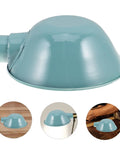Heavy-Duty Round Machine Tool Lampshade With Protective Cover For Industrial Workbench Lighting in sky blue metal finish.