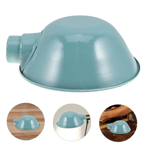 Heavy-Duty Round Machine Tool Lampshade With Protective Cover For Industrial Workbench Lighting in sky blue metal finish.
