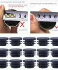 One Hundred Pieces Black Thickened Pipe End Caps Kickass Furniture Chair Leg Covers Smooth Gliding Floor Protectors For Metal Tubing And Ladder Base With No Hassle Scratch Shield displayed with measuring examples.