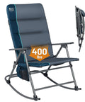 Oversized Folding Rocking Camping Chair With Padded High Back, Portable Outdoor Rocker For Patio Garden And Lawn, Supports Up To 400 Lbs, Blue
