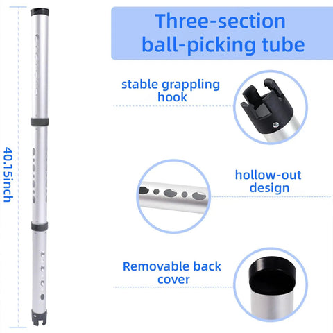 Aluminum Alloy Golf Ball Retriever With Storage Bag, Detachable Pick Up Tube, Holds 24 Golf Balls, Lightweight Durable