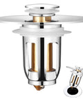 2 Pack Universal Bathroom Sink Stopper For 1.1 To 1.5 Inch Drain Holes, Pop Up Strainer With Hair Catcher, chrome finish, side view
