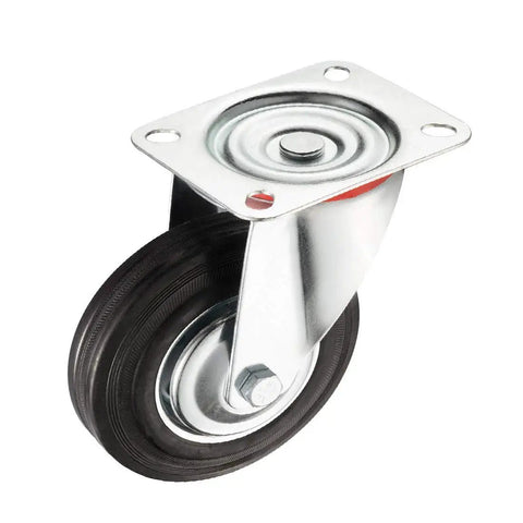 Top Shelf 6 Inch Rubber Caster Wheels 4 Pack With Two Smooth Rolling Swivel And Two Rock Solid Rigid Base Units Rated For A Hefty 331 Pounds Each Perfect For Heavy Hauling Shop Gear Movement Without Marring Clean Floors Anytime