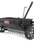 Heavy-Duty All-In-One Tow Lawn Spiker Seeder Spreader 100 Lb Capacity 32-Inch Working Width Rustproof Poly Hopper 8 Galvanized Spike Disks