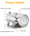 2.5 Inch Stainless Steel Exhaust Clamp Kit Heavy Duty Butt Joint Band Clamp Sleeve Coupler with labeled parts