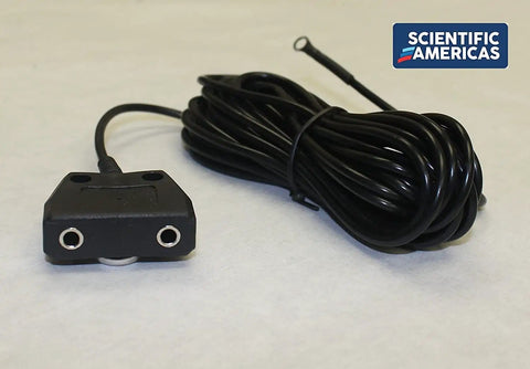Black coiled wire and connector from Anti Static Table Mat Kit With Wrist Strap And Dual Grounding, Heat Resistant Soldering Mat.