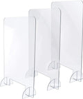Set of three Heavy Duty Acrylic Desk Sneeze Guard 24 By 36 Inches Tabletop Shield With Transaction Window Clear Protective Barrier