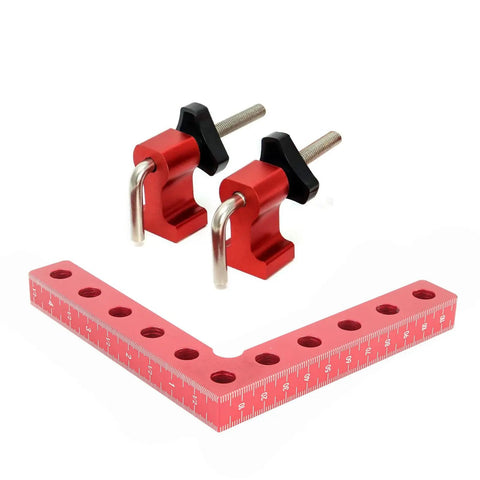Right Angle Clamp 90 Degree Holder For Woodworking And Welding with red aluminum alloy L-shape and screws