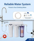 Under Sink Water Filtration System With NSF 58 Certified 3-Stage Filters, Tankless Water Filter System With Faucet displayed