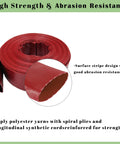 Rolled red pool backwash hose, 2 in x 50 ft; 3-ply polyester yarns with spiral plies