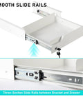 Slick Under Desk Drawer With Lock Sturdy Metal Undermount Storage Slide Tray Organizer For Papers Laptops And Office Gear White 16X11 Point 8 Inch with smooth slide rails.