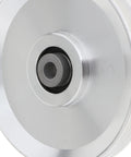 CNC Machined Bearing Pulley Wheel For Strength Training Equipment And Gym Machines 120mm Silver Aluminum Alloy Replacement Part, close-up