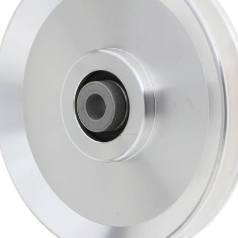 CNC Machined Bearing Pulley Wheel For Strength Training Equipment And Gym Machines 120mm Silver Aluminum Alloy Replacement Part, close-up