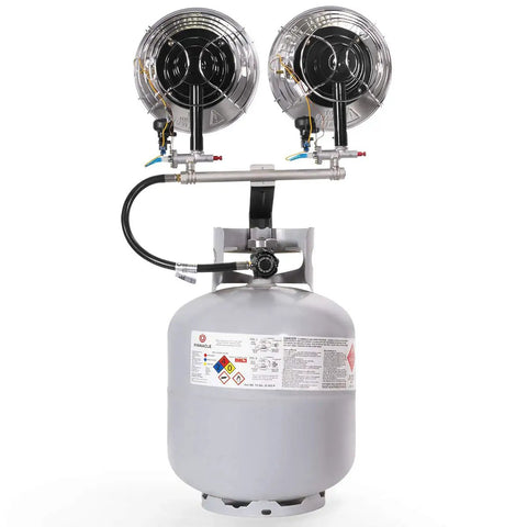 Portable 30,000 BTU Propane Tank Top Heater With Infrared Dual Burners, Safety Shut-Off Valve, And Tip-Over Switch