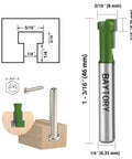 Keyhole Router Bits Set for Wood With One Quarter Inch Shank, Blade Diameters Five Sixteenths, Green design with diagram