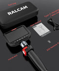 Ultra Slim 3mm Two-Way Articulating Borescope Endoscope Camera With Light with accessories on display, including 5 Inch HD screen.