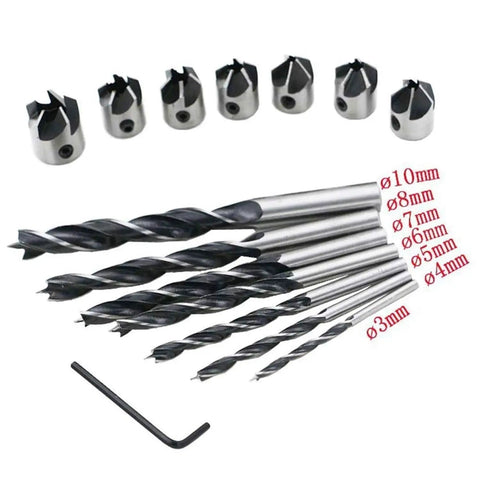Solid Shop Countersink Drill Bits And Doweling Jig Kit With 3 To 10mm Chamfer Reamer Tools showing various cutting sizes and accessories.