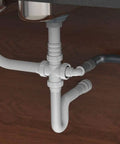 Flexible P Trap For 1-1/2 Inch Drain Lines, White, 24 Inch Length, adjustable installation under kitchen sink