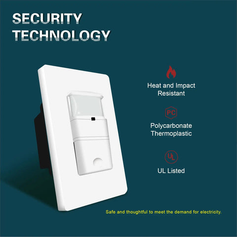 Motion Sensor Light Switch With Neutral Wire Required, In Wall Occupancy Switch For CFL LED Incandescent Bulbs, Single Pole, Screwless Wall Plate Included, White, UL Listed FCC Approved, Easy Adjustable Modes