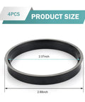 Four Pack Car Wheel Hub Center Rings 73.1 By 60.1 Reduction Adapter, 2.88 inch outer, 2.37 inch inner, heavy-duty black plastic.