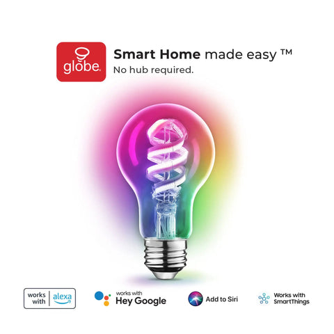No Hub Smart LED Bulb With Multicolor Spiral Filament WiFi Connected A19 E26 Base 7W Equivalent To 40W Vintage Edison Style