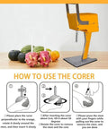 Effortless Whole Fruit Citrus Juicer Press Featuring Smart 3 Leaf Tech alongside assorted fruits on kitchen countertop.