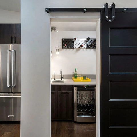 Premium Ebony Black Oil Based Wood Stain For Interior Woodcraft on modern kitchen cabinets with industrial vibe.