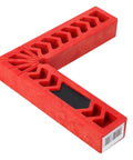 Red angle clamp from Angle Clamps 4 Piece Set With Multi Scale For Woodworking And Carpenter Projects 90 Degree Positioners