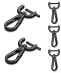 Heavy Duty Detachable Swivel Snap Hooks In Black Set Of Four Lobster Claw Clasps With Tight Grip Action for lanyards and straps.
