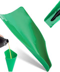 Green Foldable Silicone Oil Drain Funnel With Aluminum Plate for mess-free oil changes on cars, motorcycles, trucks, lawn mowers, snow plows.