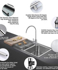 Lead Free Drinking Water Faucet For Kitchen Must Have That Fits Most Reverse Osmosis Systems, Stainless Steel 304 Body With Brushed Gold Finish, showing installation details and metal components.