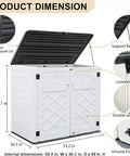 Big Weatherproof Outdoor Storage Shed Box For Garden And Backyard, Waterproof 48 Cu Ft Capacity, open lid showing support bars.