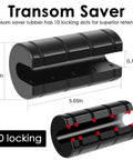 Transom saver for outboard motor, black rubber with 10 locking slots, 5.05 in long, side view