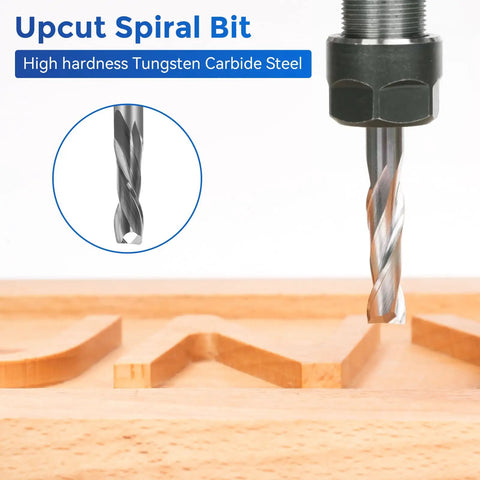 Pro Grade One Quarter Inch CNC Router Bits Kit With ER11 Collet V Bit End Mills Chamfering Bit for woodworking on wood surface