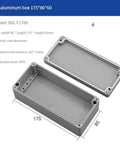 Two-piece cast aluminum IP65 junction box with lid, 175×80×60 mm, grey outdoor electrical enclosure