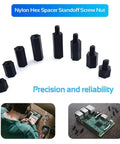 350 Piece Nylon M4 Standoff Kit With Male And Female Spacers Nuts Washers Screws For PCB Mounting And Electronics DIY Projects Dope For Prototyping Robotics Home Workshop Builds, black nylon hex spacers