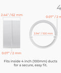 4 Inch Duct Connector Round White Plastic Vent Pipe Extender For Dryer Vents And Round Ducts, Easy No Fuss Push Fit Male Connector, Flexible Dust Hose Or Straight Dryer Pipe Coupling And Extension, HVAC Intake Exhaust Venting Fitting Adapter; white 4 in plastic duct adapter dimensions