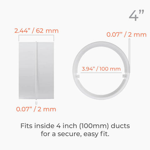 4 Inch Duct Connector Round White Plastic Vent Pipe Extender For Dryer Vents And Round Ducts, Easy No Fuss Push Fit Male Connector, Flexible Dust Hose Or Straight Dryer Pipe Coupling And Extension, HVAC Intake Exhaust Venting Fitting Adapter; white 4 in plastic duct adapter dimensions