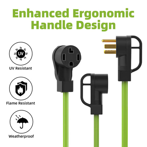 Heavy Duty 30 Amp Nema Y Splitter Adapter With Three Foot Cable with ergonomic handle design for EV and RV charging.