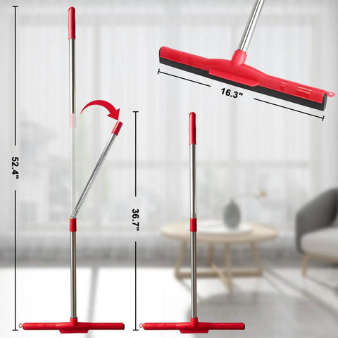 Floor Squeegee Scrubber With Adjustable Detachable Stainless Steel Handle, dimensions 36.7-52.4in, 16.3in EVA Foam Blade