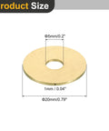 Heavy Duty Brass Flat Washers 20 Piece Set Rock Solid M5 Sealing Rings Rust Resistant For Bolts Screws Nuts with size details.