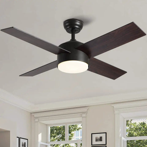 Dope 52 Inch Ceiling Fan With Reversible DC Motor And Dual Remote Control Black And Brown Double Sided Blades For Any Room