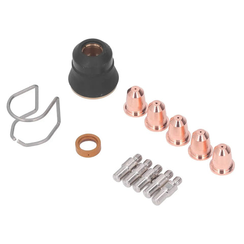 13 Piece Plasma Cutter Torch Accessory Kit With Copper Nozzles And Electrodes For Quick Clean Cuts Includes Gas Diffuser Spacer Guide