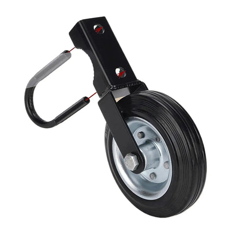 Heavy Duty 10 Inch Farm Gate Wheel With Galvanized Steel Frame And Smooth Rubber Tires Includes Adjustable U Bolt Clamp, close-up view of wheel and clamp.